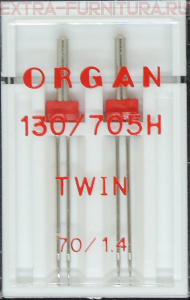 Иглы Organ двойные для БШМ № 70/1,4, уп.2шт.